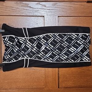 Black and White Strapless Dress